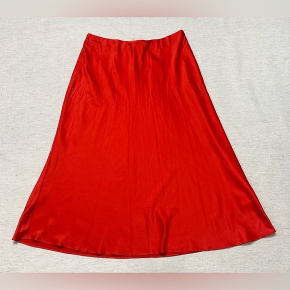 Express Womans Orange Satin Midi Skirt Medium A Line Lightweight Y2K 90’s Summer - Picture 1 of 4